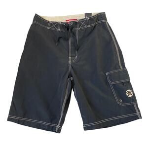 Unionbay Y2K Skater Cargo Board Shorts Men Size 33 Black Surf Beach Gorpcore NWT